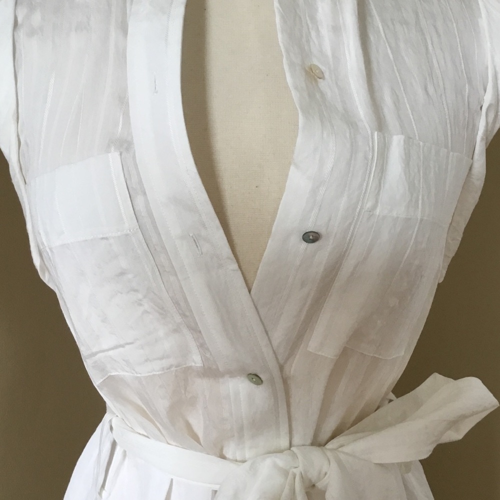 Vince White Rolled Sleeve Striped Midi Shirtdress XS - Picture 4 of 11